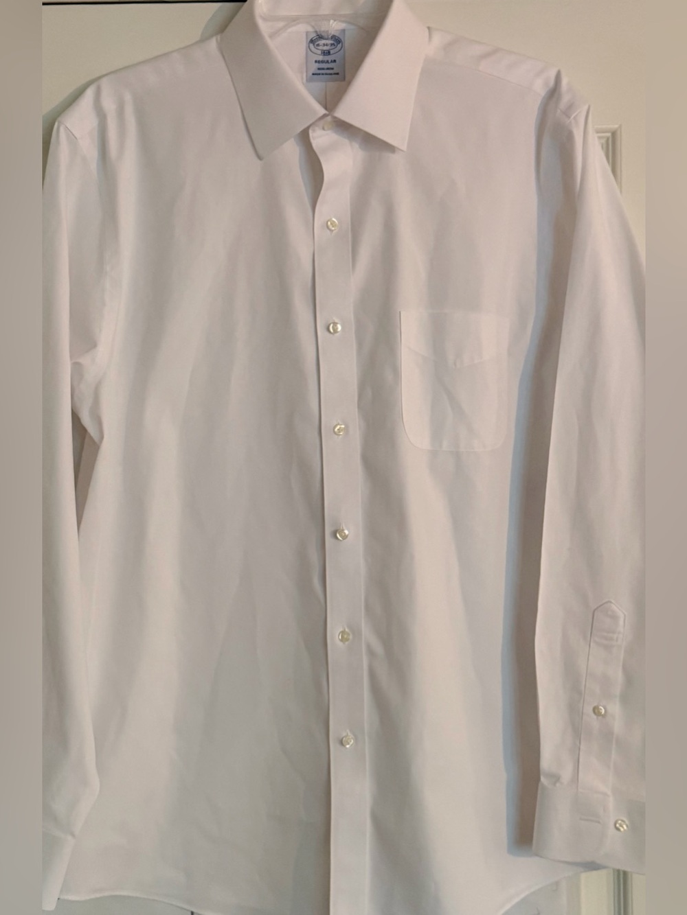 Brooks Brothers Regular NonIron 1818 16 -34/35/ L Solid White Mens Button Up
